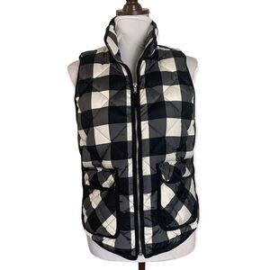 WOOLRICH women’s black and white plaid quilted vest sz S